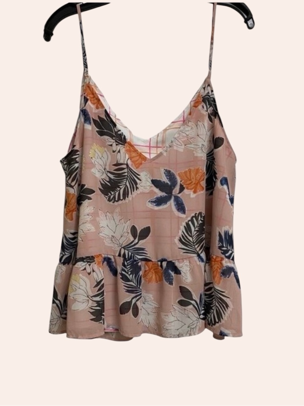 A New Day Floral Chiffon Sleeveless Babydoll Top Size XXL Pink V-neck Feminine